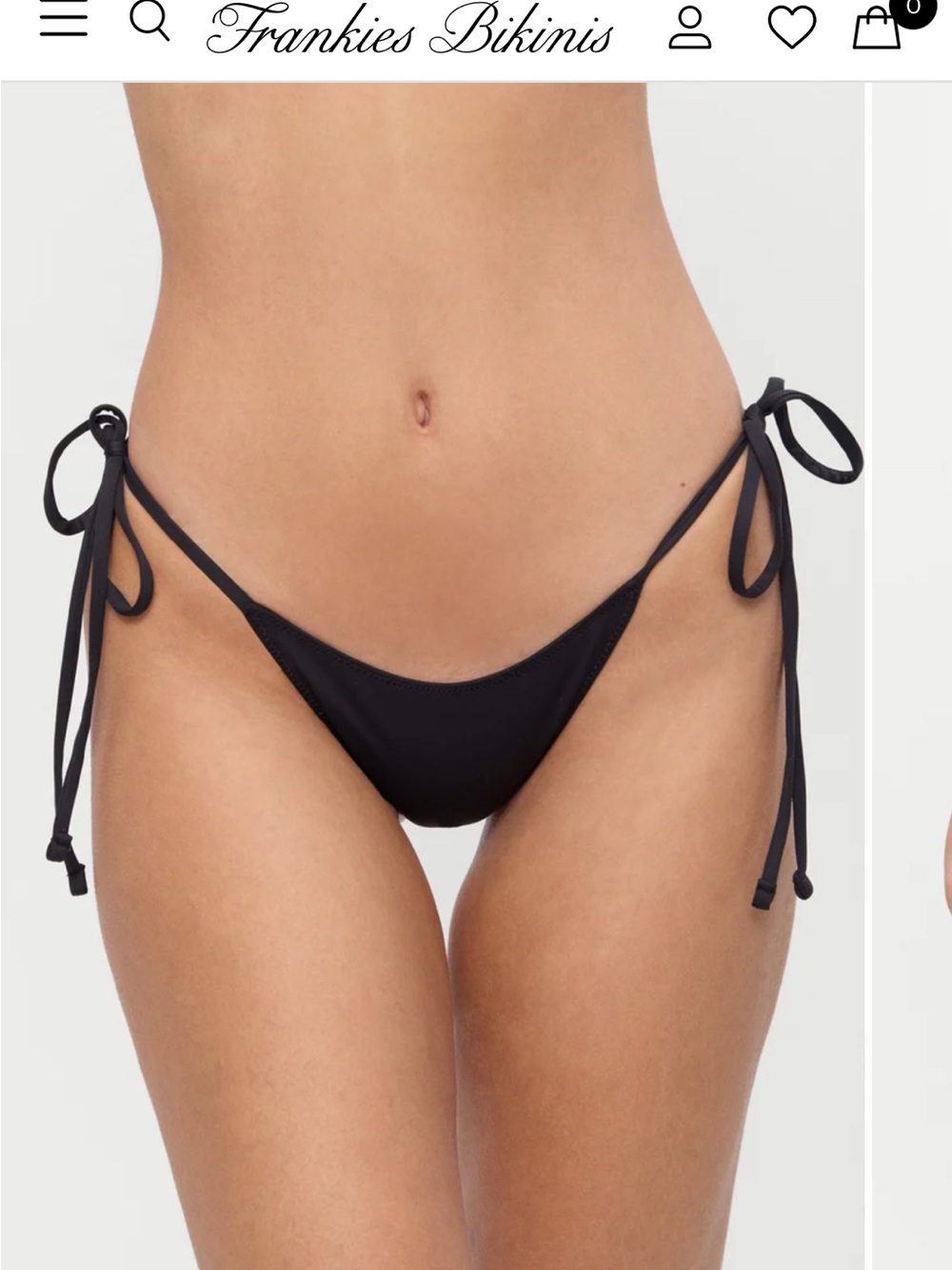 Frankie's Bikinis Black Tie-Side Bikini Bottom